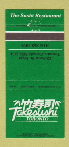 Matchbook Cover - Takesushi Restaurant Toronto ON Sushi 30 Strike