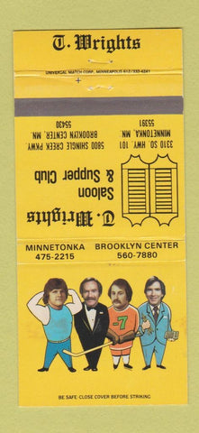 Matchbook Cover - Wrights Saloon Brooklyn Center Minnetonka MN 30 Strike