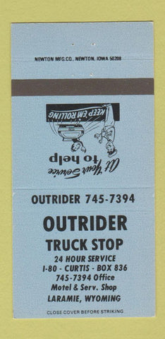 Matchbook Cover - Outrider Truck Stop Laramie WY Motel 30 Strike