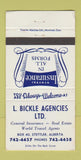 Matchbook Cover - L Bickle Insurance Stettler AB 30 Strike