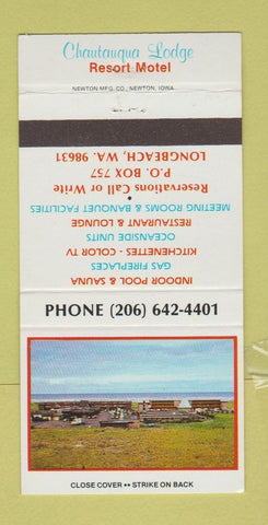 Matchbook Cover - Chatauqua Lodge Resort Motel Longbeach WA 30 Strike