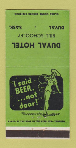 Matchbook Cover - Duval Hotel Duval SK girlie CREASED 30 Strike