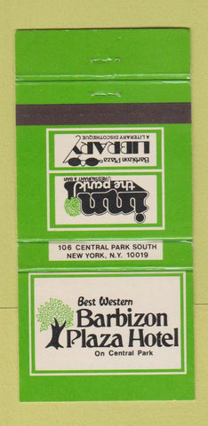 Matchbook Cover - Best Western Barbizon Plaza Hotel New York City 30 Strike