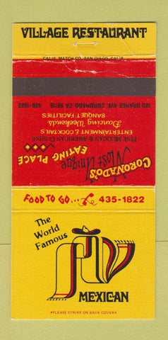 Matchbook Cover - Village Restaurant Coronado CA WEAR 30 Strike