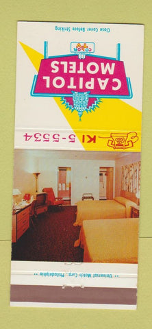 Matchbook Cover - Capitol Motels Harrisburg PA 30 Strike