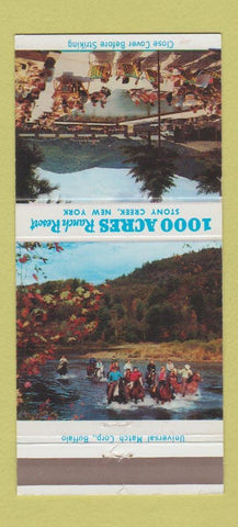 Matchbook Cover - 1000 Acres Ranch Resort Stony Creek NY 30 Strike