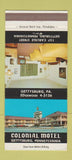 Matchbook Cover - Colonial Motel Gettysburg PA 30 Strike