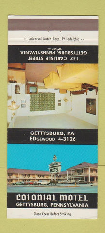 Matchbook Cover - Colonial Motel Gettysburg PA 30 Strike