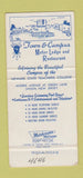 Matchbook Cover - Town and Campus Restaurant Motor Lodge Union NJ 30 Strike