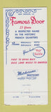 Matchbook Cover - Famous Door New Orleans LA 30 Strike