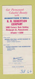 Matchbook Cover - Robertson V Wall Pittsburgh PA building materials 30 Strike