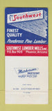 Matchbook Cover - Southwest Lumber Mills Phoenix AZ 30 Strike