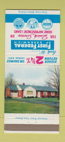 Matchbook Cover - First Federal Bank Greenwich CT 30 Strike