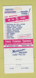 Matchbook Cover - First Federal Bank Greenwich CT 30 Strike