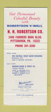 Matchbook Cover - Robertson V Wall Pittsburgh PA building materials 30 Strike
