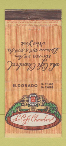 Matchbook Cover - Le Cafe Chambord New York City 21 Strike Feature