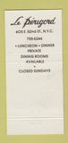 Matchbook Cover - Le Perugord Restaurant New York City 30 Strike