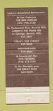Matchbook Cover - Ben Jonson San Francisco CA restaurant 30 Strike