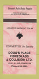 Matchbook Cover - Doug's Place Corvette Repair Edmonton AB 30 Strike