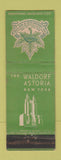 Matchbook Cover - Waldorf Astoria Hotel New York City Canadian Club GREEN WEAR