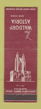 Matchbook Cover - Waldorf Astoria Hotel New York City MAROON