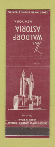 Matchbook Cover - Waldorf Astoria Hotel New York City MAROON