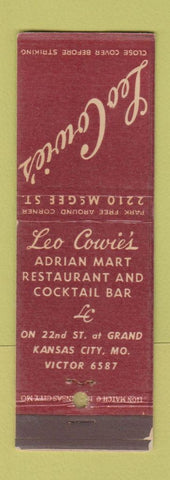 Matchbook Cover - Leo Cowie's Restaurant Kansas City MO WEAR