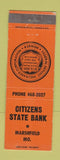 Matchbook Cover - Citizens State Bank Marshfield MO