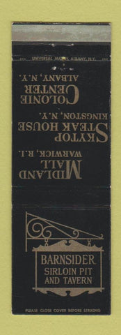 Matchbook Cover - Barnsider Sirloin Pit Warwick RI Kingston Albany NY WEAR