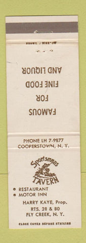 Matchbook Cover - Sportsmans Tavern Fly Creek NY WEAR Cooperstown
