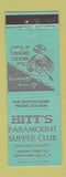 Matchbook Cover - Hitt's Paramount Supper Club Binghamton NY