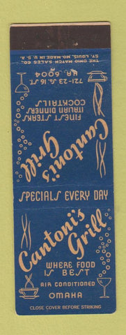 Matchbook Cover - Cantoni's Grill Omaha NE