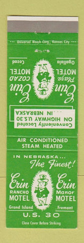 Matchbook Cover - Erin Motels Grand Island Fremont Ogallala Cozad NE