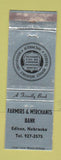 Matchbook Cover - Farmers and Merchants Bank Edison NE WORN