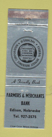Matchbook Cover - Farmers and Merchants Bank Edison NE WORN