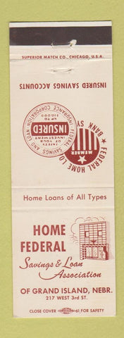 Matchbook Cover - Home Federal Savings and Loan Grand Island NE