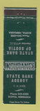 Matchbook Cover - State Bank Agency Scotia NE WEAR