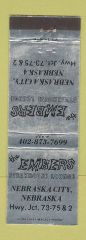 Matchbook Cover - Embers Restaurant Nebraska City NE WEAR