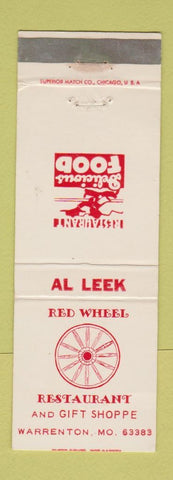 Matchbook Cover - Red Wheel Restaurant Warrenton MO WEAR