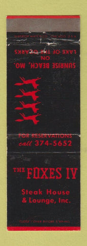 Matchbook Cover - Foxes IV Steak House Sunrise Beach MO WEAR