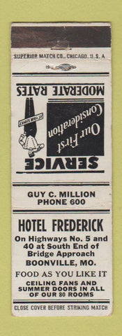 Matchbook Cover - Hotel Frederick Boonville MO WEAR