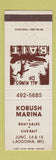 Matchbook Cover - Kobush Marina Boats Laddonia MO