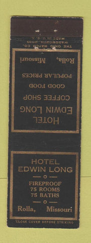 Matchbook Cover - Hotel Edwin Long Rolla MO