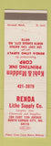 Matchbook Cover - Renda Litho Supply Kohn Madden Printing Ink Kansas City MO