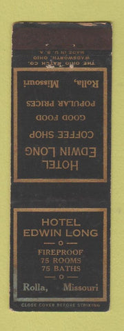 Matchbook Cover - Hotel Edwin Long Rolla MO