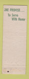 Matchbook Cover - Morris Sachs for Governor IL Illinois Democrat