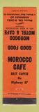 Matchbook Cover - Morocco Motel Cafe Eden TX
