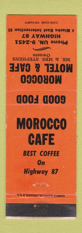 Matchbook Cover - Morocco Motel Cafe Eden TX
