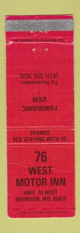 Matchbook Cover - 76 West Motor Inn Branson MO
