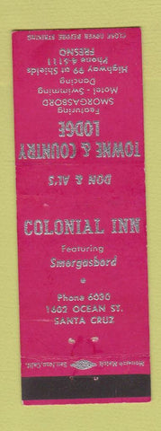 Matchbook Cover - Towne and Country Lodge Fresno CA Santa Cruz
